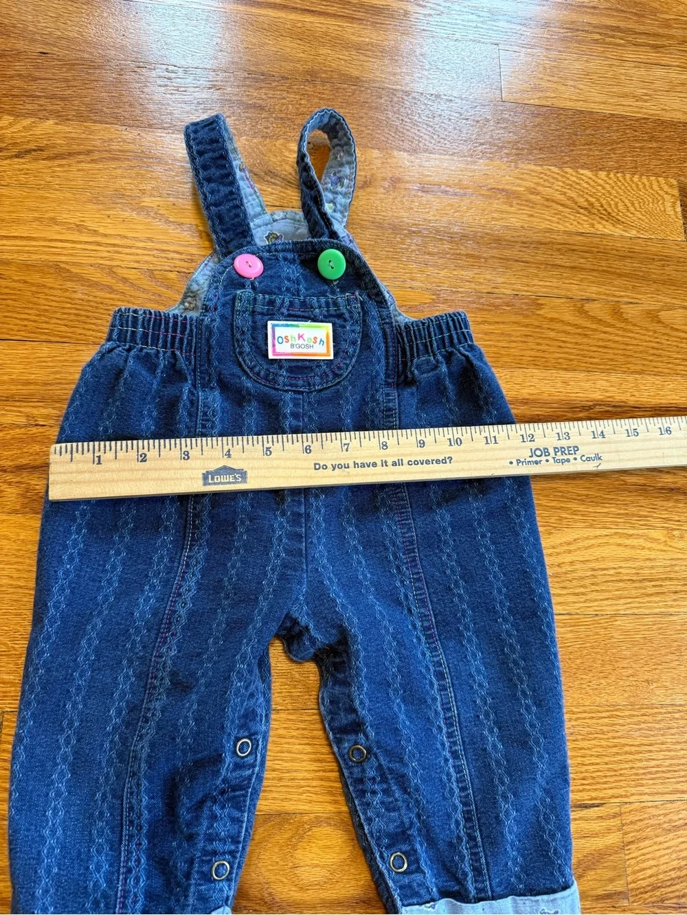 Vintage 80s 90s Denim Overalls, OshKosh B’Gosh Colorful Striped Baby (12 Months)